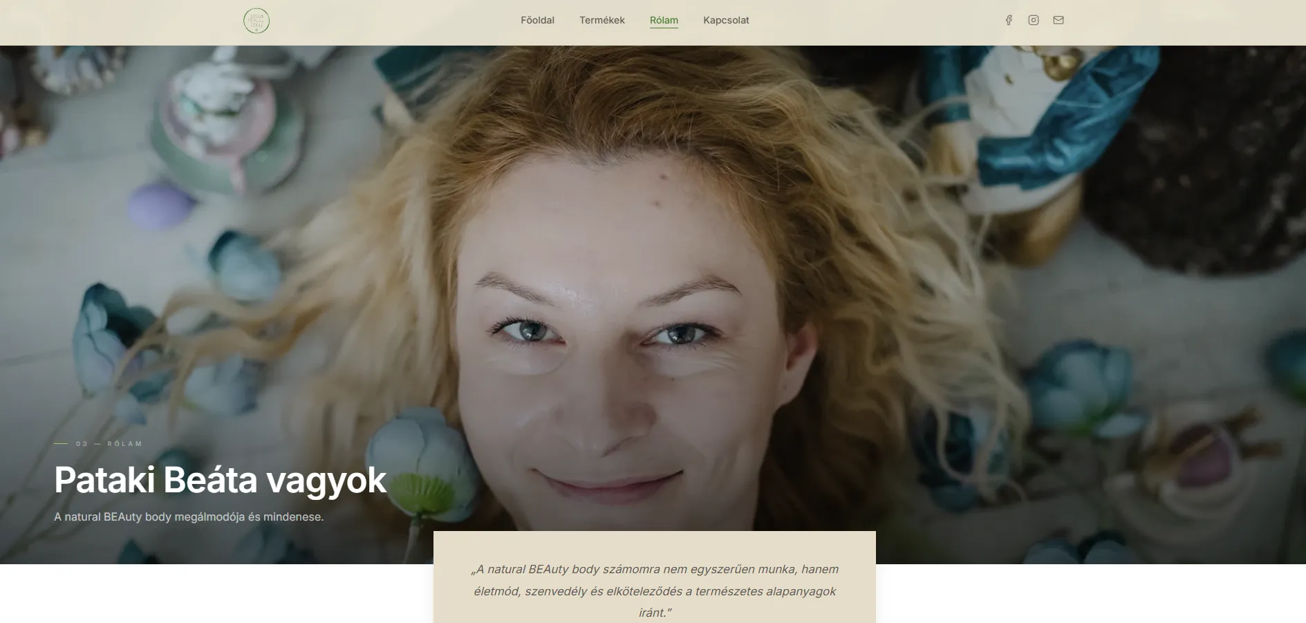 Natural BEAuty Body Rólam oldalának nyitóképernyője